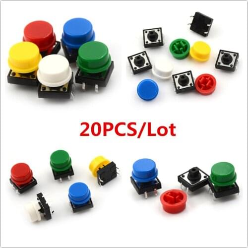 20PCS 12*12*7.3mm Tactile Push Button Switch Momentary Tact Cap Micro Switch Button Cap B3F