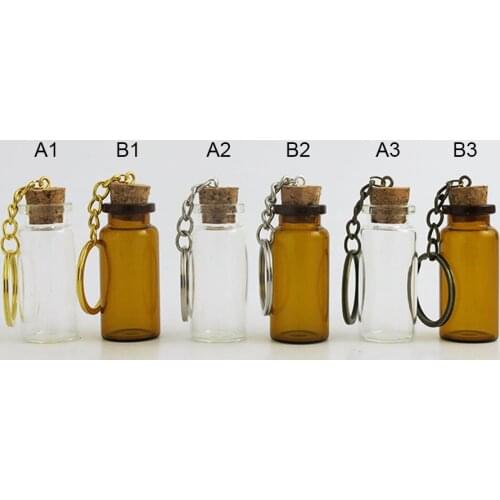 360 x 10ml Refillable Empty Glass Bottle Cork Pendant Vial Key Chain 1/3oz Glass Vials for Gift Wedding Using