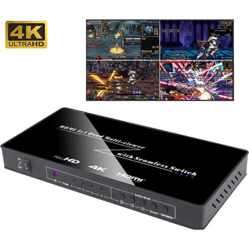 4K 4X1 HDMI quad Multi-viewer HDMI Quad Screen Real Time Multiviewer with HDMI seamless Switcher function Support 3D 4K