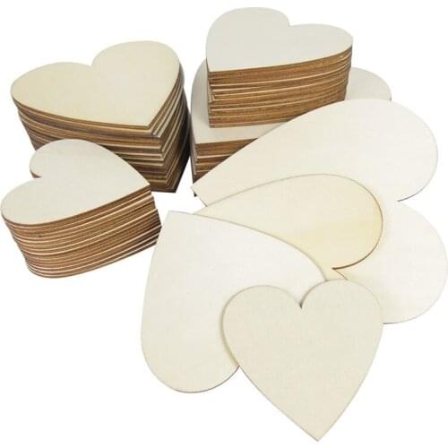 5Pcs 8/10/12/15cm Blank Heart Shape Wood Chip For DIY Crafts Kids Toy Handicraft Christmas Decoration Pendant Party Ornaments