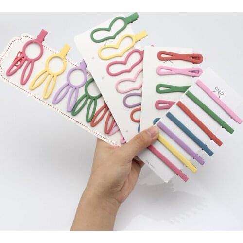 7Pcs/Set Cute Metal Hairpin Headgear Geometric Edge Clip Rabbit Love One Word Clip Japanese Hair Clip Hair Accessories Wholesale