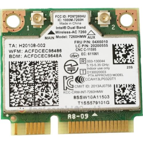 7260HMW Dual Band 867M WiFi+BT 4.0 Wlan Card Intel 7260 AC for IBM Lenovo Thinkpad S440 S540 E440 E540 K4350 K4250 B5400 M5400