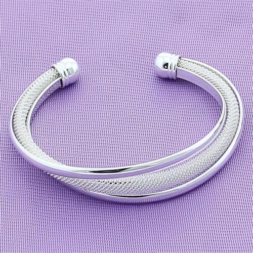 925 Sterling Silver Fashion Jewelry Open Reticulated Bracelet Women Bangle Wedding Engagement Jewelry Gift
