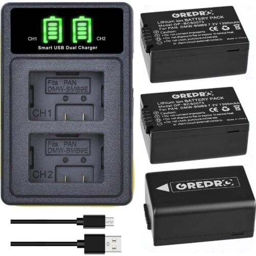 1300mAh DMW-BMB9E BMB9 DMW-BMB9 Battery and Charger with Built-in USB for Panasonic DMC FZ45 FZ60 FZ100 FZ80 FZ82 FZ40 V-Lux2