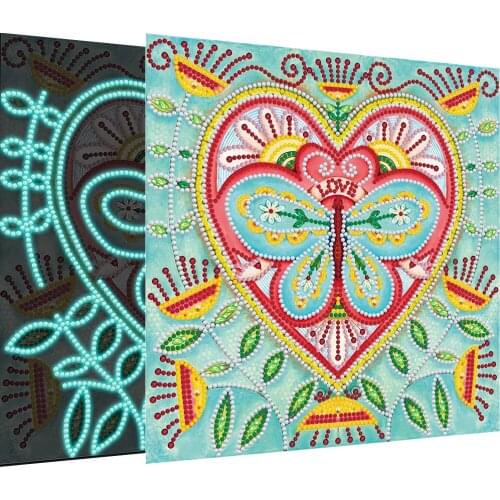 Heart shape Flower 5D Special Shaped Luminous Diamond Painting DIY Mosaic Kit Rhinestone Diamond Painting Diamond Embroidery