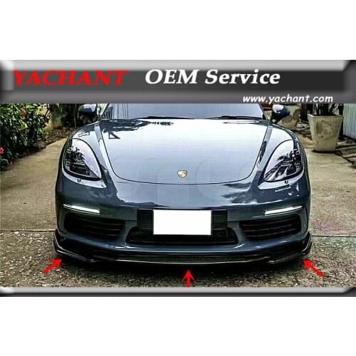 Car-Styling NEW Arrival Carbon Fiber Front Bumper Lip Fit For 2017-2018 Cayman Boxster 718 AMSP Style Front Lip 3 Pcs
