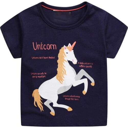 Bambino 2021 New Tees of Children 2-7 Years Unicorn Cotton T shirt for Kids Girl Pink Tops Clothing Baby Clothes Child Costume