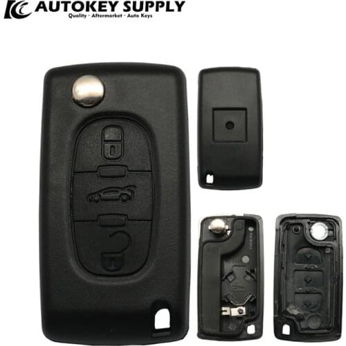 For Citroen Trunk 3 Buttons Symbol With Battery Holder Car Key Shell (Blade Without Groove) AutokeySupply AKCPF104