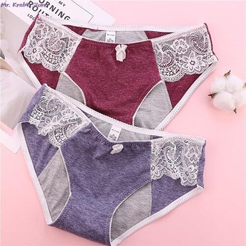 Physiological Briefs Women Leakproof Panties Sexy Menstrual Period Underwear Broadened Foral Female Calcinha