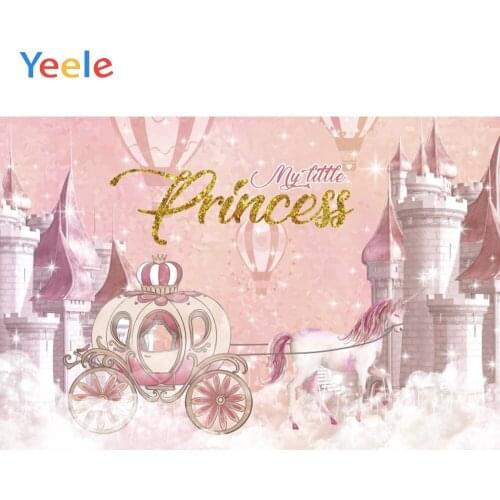 Castle Unicorn Carriage Hot Air Balloon Baby Birthday Party Backdrop Photography Custom Photographic Background For Photo Studio