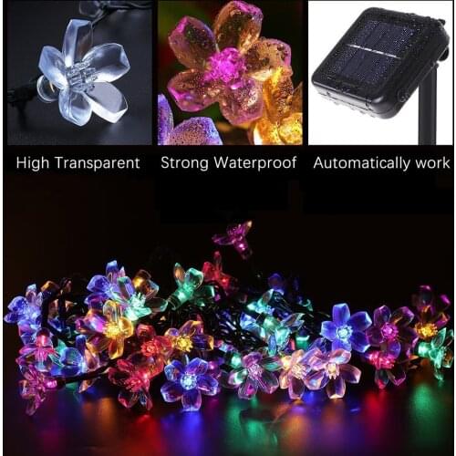 20/50LED Solar Lights Cherry Blossom String Light Night Light Outdoor Garden Decoration Garland Lamp Yard Lighting Lamps