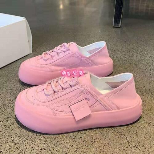 HOUZHOU Platform Sports Shoes Women Chunky Sneakers Flats Tennis Female Casual Pink Kawaii 2021 Trends Harajuku Slippers