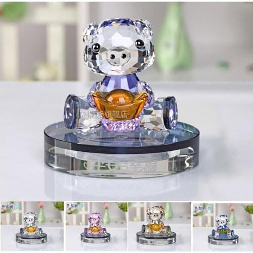 Friend Lover best gift # Wedding & Engagement Birthday Party Anniversary Handicraft 3D color crystal Yuanbao Bear sculpture