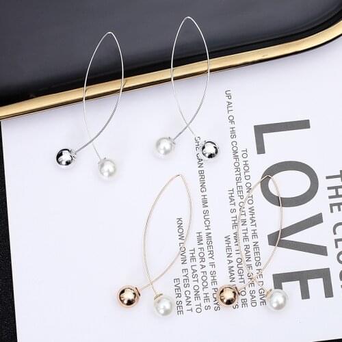 Fashion Korean Version Of The New Jewelry Fork-shaped Pearl Long Earrings Creative Wild Simple And Generous Temperament Earrings