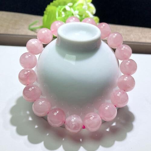 8-12mm Natural Round Beads Rose Quartz Loose Bead Bracelet 8"