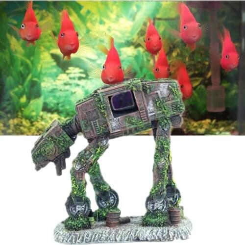 1pcs New Emulation Autobot Robot Dog Resin Aquarium Landscape Decoration for Fish Tank