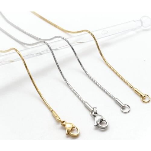 1 Set 304 Stainless Steel Necklace For Men Women Gold Color & Silver Color With Lobster Claw Clasp Daily Accessories 50cm long