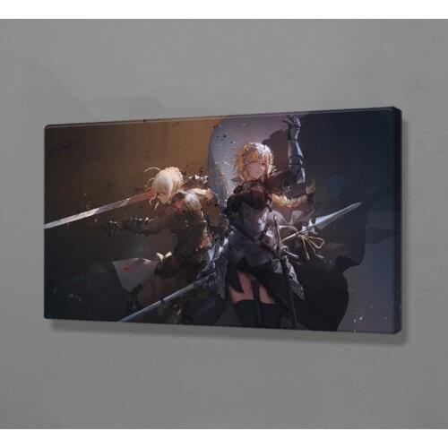 Fate Stay Night Saber Jeanne Poster Framed Wooden Frame Canvas Wall Art Decoration Prints Dorm Room Home Bedroom Decor Painting