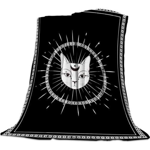 Halloween Animal Cat Geometric Stars Moon Throw Blanket Warm Microfiber Blanket Bedroom Sofa Supplies Blankets for Beds