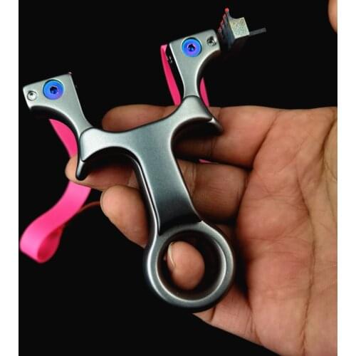 Powerful Titanium Alloy Hunting Slingshot Flat Rubber Band Fast Pressure Slingshot Catapult with Aiming Sight Outdoor Athletics