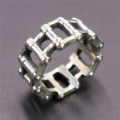Rock roll motorcycle biker chain link rings for men 316l stainless steel men boys fashion rings