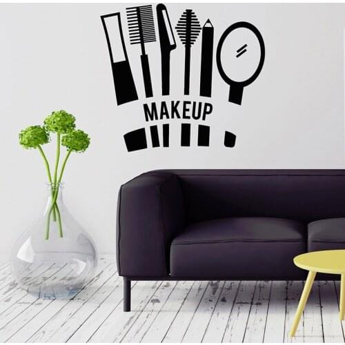 Beauty Salon Wall Decals Makeup Cosmetics Wall Sticker For Bedroom Cool Stylist for Girl Vinyl Sticker Home Decoration H221