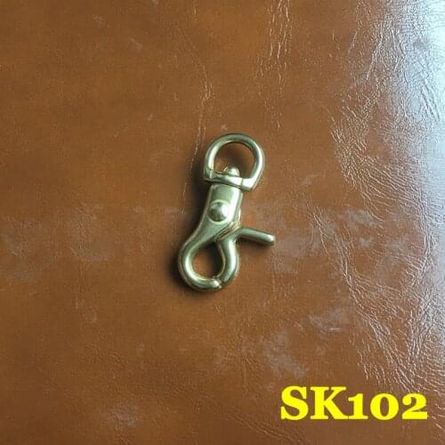 SK102) 2pc Solid Brass Spring Snap Hook Swivel Clasp Key Ring Chain Hardware Japan-Type-2