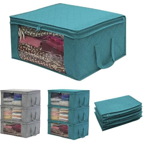 Foldable Large Non-woven Clothes Quilt Blanket Zipper Storage Bag Organizer Box Foldable Storage Bags