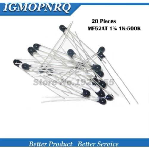 20pcs MF52AT MF52 B 3950 NTC Thermistor Thermal Resistor 5% 1K 2K 3K 4.7K 5K 10K 20K 47K 50K 100K