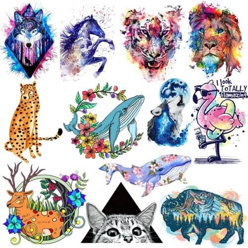 Animal Applique Patch For Clothing Thermoadhesive Patches On Clothes Cat Wolf Lion Tiger Iron On Transfers For Clothing Dress