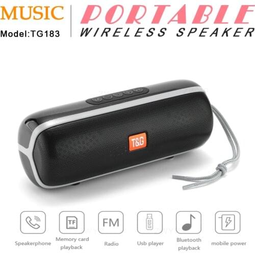 TG183 Outdoor Portable Bluetooth Speaker IPX6 Waterproof Column 20W Stereo Subwoofer Music Center Bass Up BoomBox Support TF FM