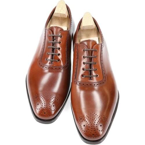 Oxford Dress Man Business Shoe Lace-Up Office Handmade Wedding Man Designer Formal Shoes Best Men Genuine Leather