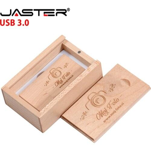 JASTER usb3.0 Maple wood+box usb flash drive pendrive 4GB 8GB 16GB 32GB maple usb 3.0 wooden LOGO engrave