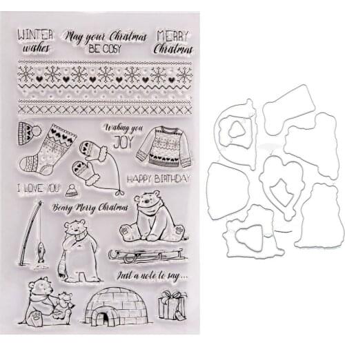 YINISE RUBBER STAMPING Clear Stamps AND DIES for Scrapbooking SEAL CHRISTMAS SOCKS DIY PAPER Album Cards MAKING Craft Supplies