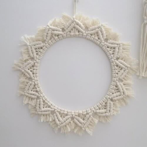 Macrame Mirror Handmade Makeup Mirror Lighted Compact Wall Tapestry Home Porch Mirrors For Home Makeup Bath Room