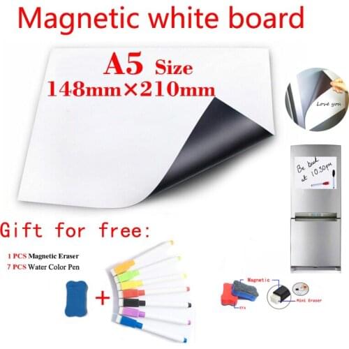 1PCS A5 Size Magnetic WhiteBoard Gift 7 Color Pen 1 Erasser Fridge Magnets Dry-erase Calendar Kids School Board Memo White Board