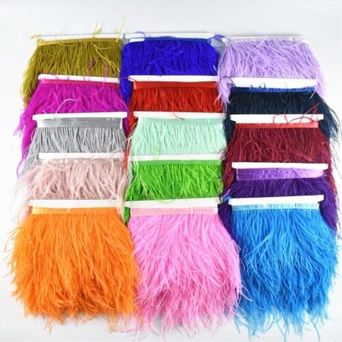 10Meter White Ostrich Feathers Trim Width/10-15cm Black Ostrich Feather Ribbon Fringe Trims Carnaval Wedding Feathers Decoration