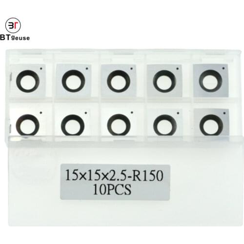 10pcs 15mm (.59") Square with 6"(150mm) Radius Carbide Insert Cutter(15mmX15mmX2.5mm)4-Edge for Wood Lathe Rougher Turning Tools