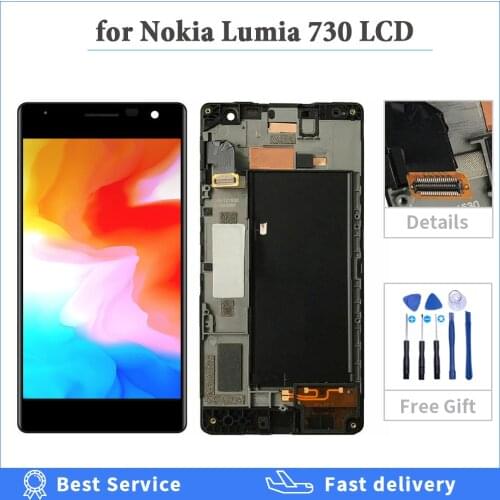 100% Test For Nokia Lumia 730 735 RM-1038 RM-1039 RM-1040 LCD Display Touch Screen Digitizer Assembly with Frame Replacement lcd