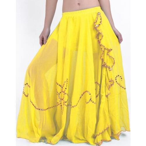 11 Color Sequins Pattern Single Slit Belly Dancing Long Skirt Belly Dance Costume Skirt Elastic Waist