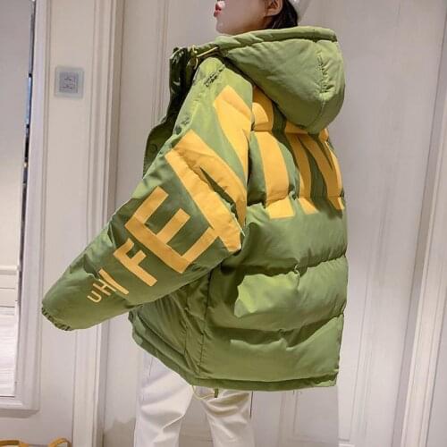 2021 Jacket Womens Winter Mid-length Winter Padded Jacket New Style Korean Loose Thick Warm Cotton-padded Jacket Bread Jacket