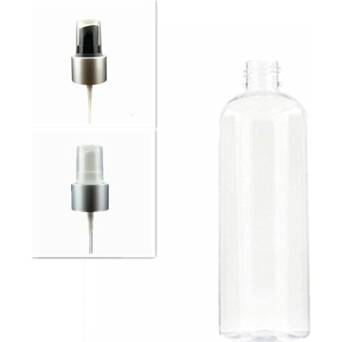 300ml empty plastic bottle , clear pet bottle with black/white aluminum fine mist sprayer