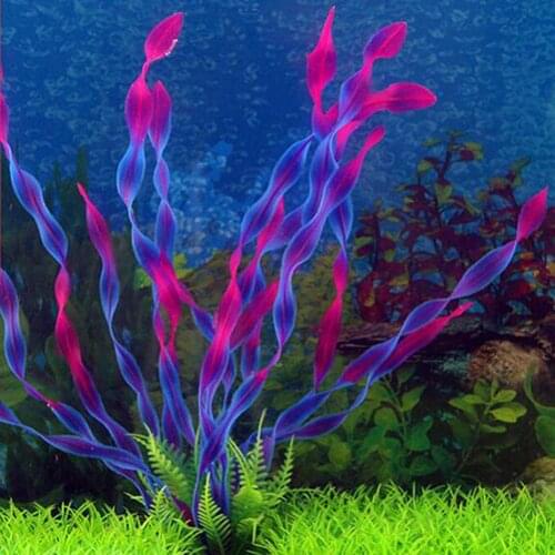Aquarium Plants Water Grass Ornament Plant Fish Tank Plastic Decoration Artificial Plants With a Ceramic Base