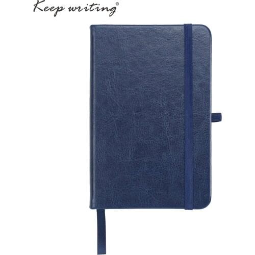 A6 notebook with elastic band and pocket 100 sheets cream paper lined pages Plain page PU leather notepad small journal