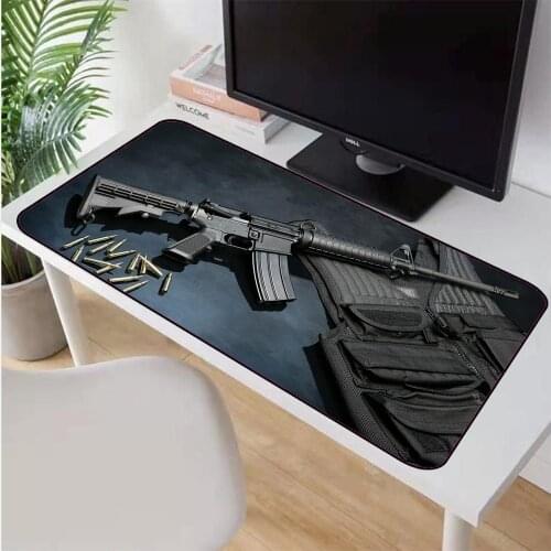 Cool Gun Large Locking Edge Mouse Pad Non-Slip Natural Rubber PC Computer Gamer Mouse Pad LOL Cs Go DOTA2 Desk Mat Gaming Desk