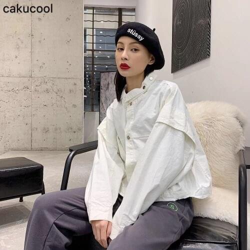 Cakucool 2019 spring and autumn Europe and America ultra short tooling simple solid color jacket casual men and women couple