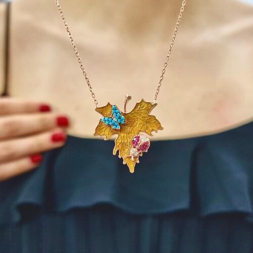 Plane Tree 925 Sterling Silver, Gold, Rose Plated Necklace For Women Girls Handmade Fashion Jewelry Elegant Minimalist