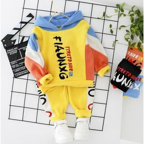 Kids Clothing Sets Fashion Printing Casual Letter Hoodies Pants Boys Suits Spring Toddler Baby Sports Suit 2020 New Arrival