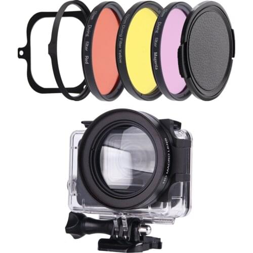 For Gopro Hero 8 Black Housing Accessories Filter 58mm Super Macro Adapter Ring Color Polar Go Pro Hero8 Black Waterproof Case