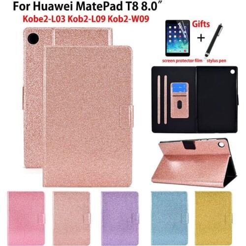 For Huawei MatePad T8 T 8 Case Cover Kobe2-L03 KOB2-L09 Funda Tablet Silicone Glitter Protective Stand Shell Coque Capa +Gift